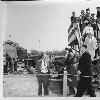 Senator Joseph McCarty and Wife at christening of LST-1170 May 22, 1954
