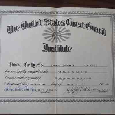 Elmer Richter Boatswain's Mate Certificate
