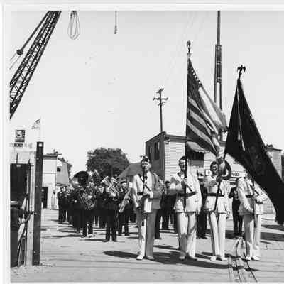 American Legion Color Guard and band at Pontotoc launching