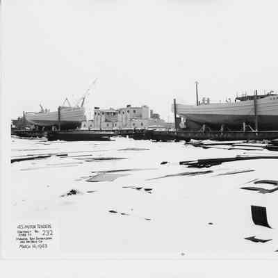 US Army ST-173 and ST-175 under construction at Sturgeon Bay Shipbuilding and Drydock Company March 15, 1943
