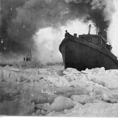 Tugboat W. L. Mercereau breaking ice jam