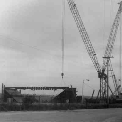 Construction of stern section of Belle River at Bay Shipbuilding 1976