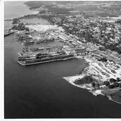 Aerial view of Leathem D. Smith Shipbuilidng Co.