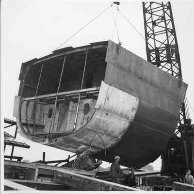 crane lifting hull section