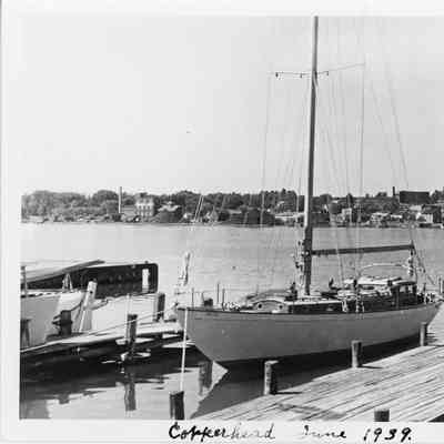 Sailboat docked at Sturgeon Bay Boat Works