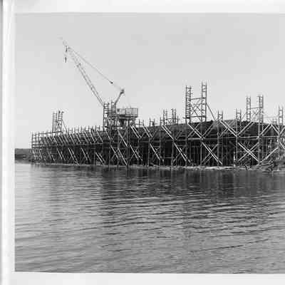 Spartan in scaffolding next to gantry crane June 1, 1951