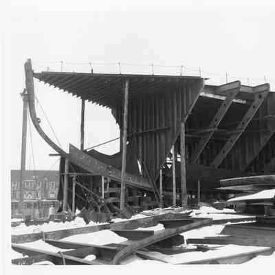 Hull of the Badger under construction November 1, 1951