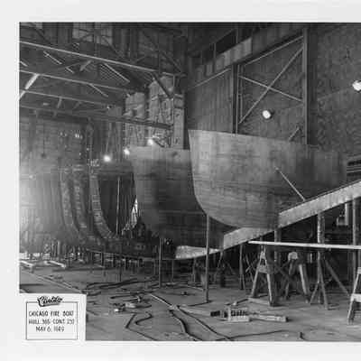 Joseph Medill frame under construction at Christy Corp May 6, 1949
