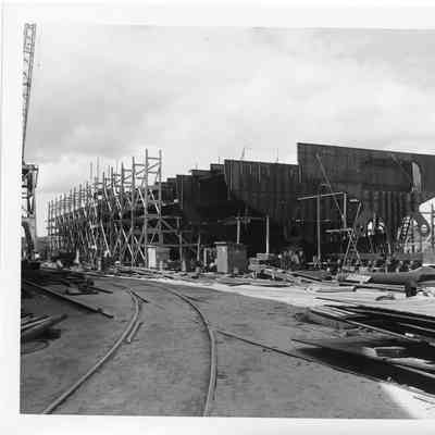 Ribs of Badger under construction at Christy Corp September 1, 1951