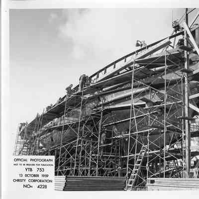 YTB-753 under construction at Christy Corp October 13, 1959