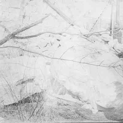 Woman at quarry in fur coat