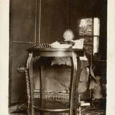 Doll at table