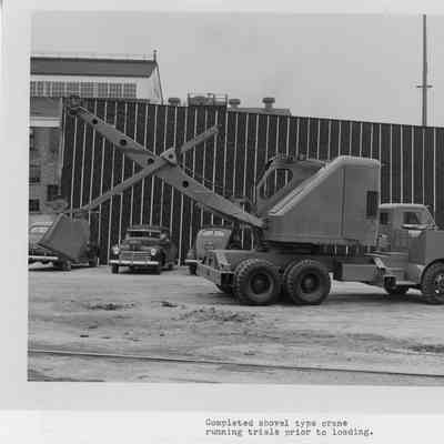 Completed shovel type crane running trials prior to loading