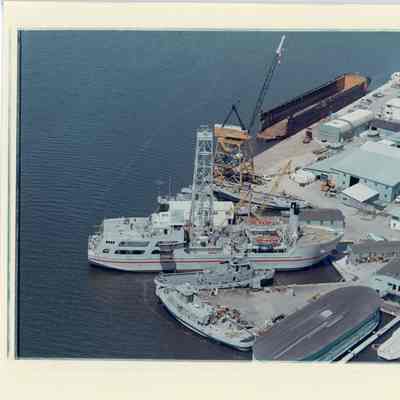 Aerial view of Alcoa Seaprobe docked at PBI