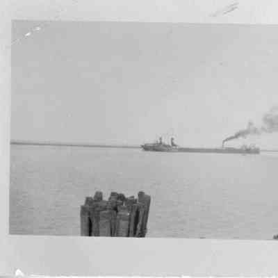 Steamer with wood dock
