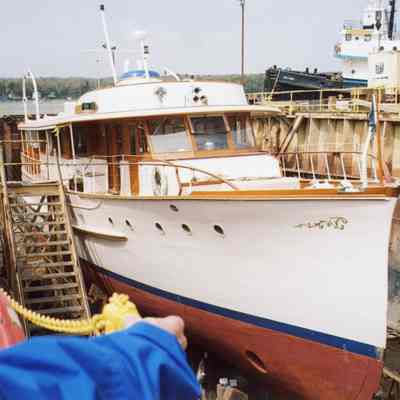 Former presidential yacht in the graving dock at Bay Shipbuilding 2007