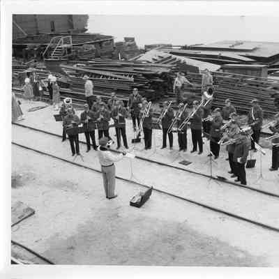 Band playing at Badger launching September 6, 1952