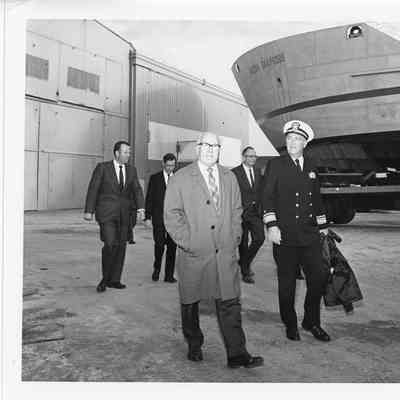 Fred Peterson walking next to Alcoa Seaprobe