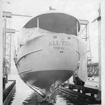 All-ten-B hoisted in Travelift