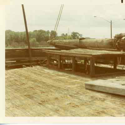 Deck of the Alvin Clark with wheel