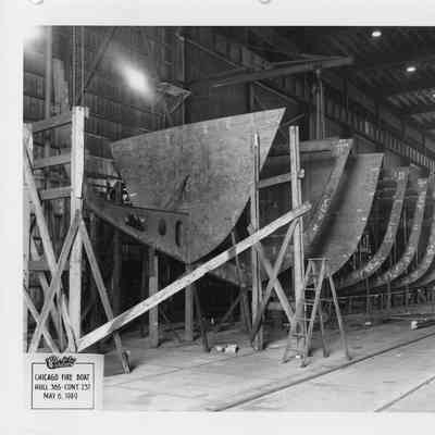 Joseph Medill frame under construction at Christy Corp May 6, 1949