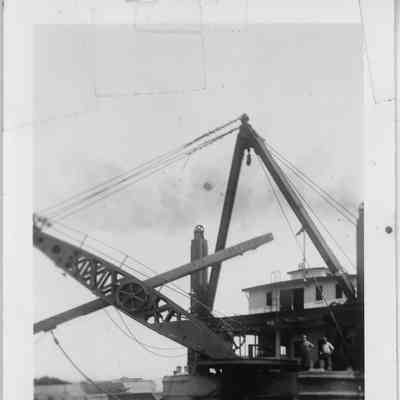 Omer Goserud and Mike Anderson on dredge Kewaunee 1936