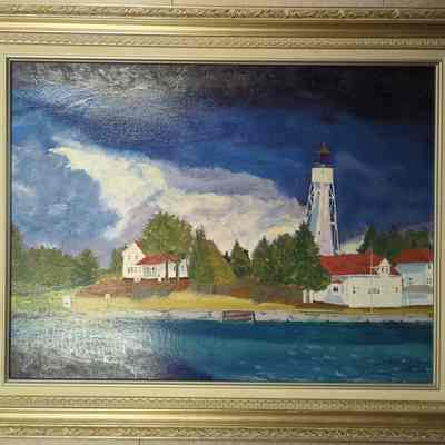 Framed painting of Sturgeon Bay Canal Station
