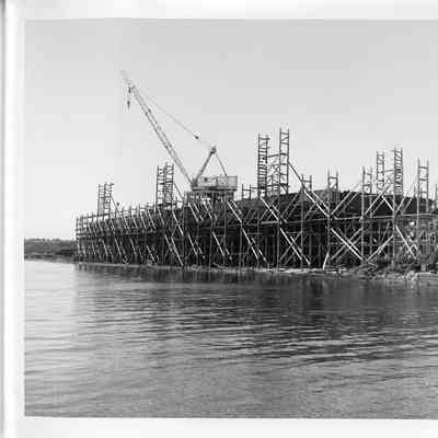Spartan in scaffolding next to gantry crane June 1, 1951