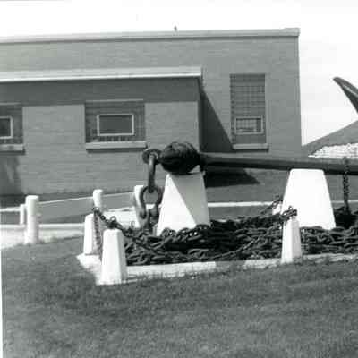 Anchor from sunken schooner barge Emerald in Kewaunee 1968