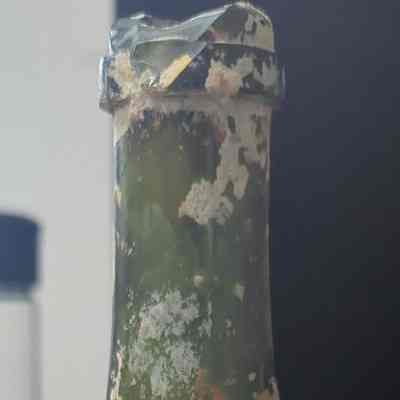 Dirty green glass bottle