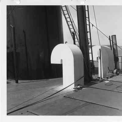 Exhaust pipes on deck of Elton Hoyt II