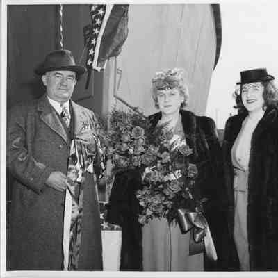 Three people at christening of YW-124