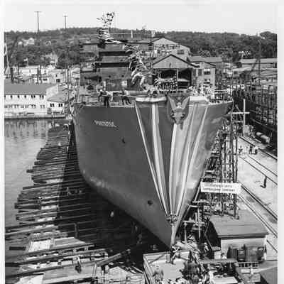 AK-206 USS Pontotoc on skids pre-launch