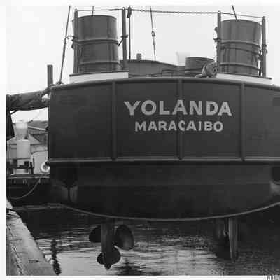 Stern view of Yolanda suspended