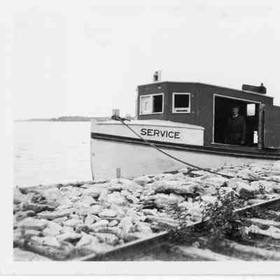 Service docked with man inside