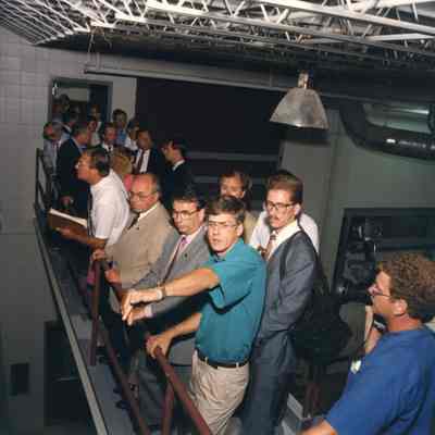 People on balcony at Palmer Johnson 7/26/1989
