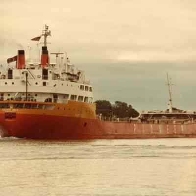 Freighter Silver Isle in Saint Mary's River June 1982 Stern View