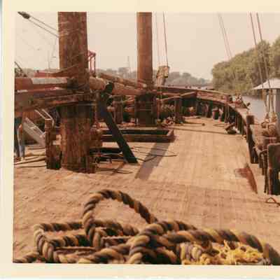Deck of the Alvin Clark with vessel next to it