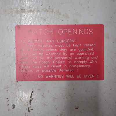 Hatch Openings Sign