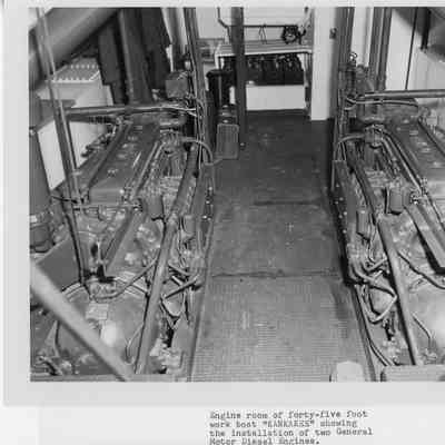 Kankakee engine room with view of two General Motor diesel engines