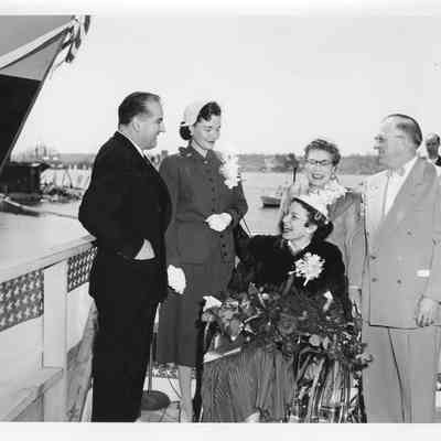 Sponsoring party next to LST-1170, May 22, 1954