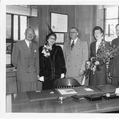 C. Ray Christianson with Spartan christening party in office September 6, 1952