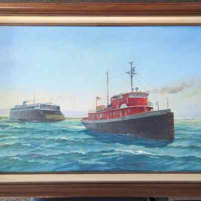 John Purves tows city of Midland November 1966 oil painting