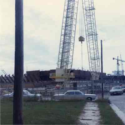Burns Harbor under construction next to Indiana Harbor at Bay Shipbuilding 1979