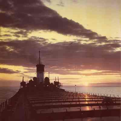 Deck of the Sewell Avery at sunset