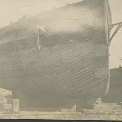 ship hull in boat yard