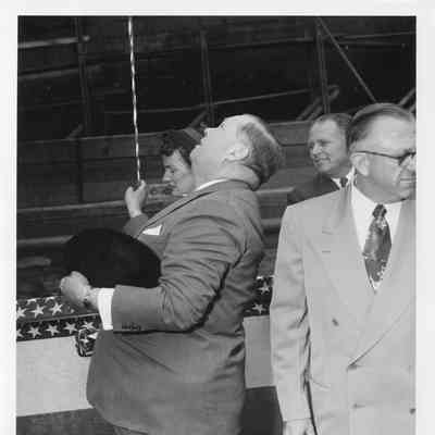 C. Ray Christianson and christening party at christening of Spartan September 6, 1952