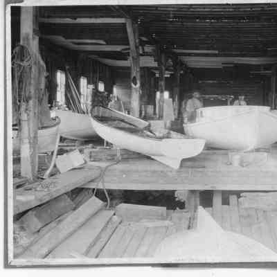 Vessels under construction inside of Sturgeon Bay Boat Works
