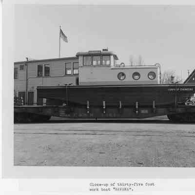 35' work boat Havana on railcar 1948