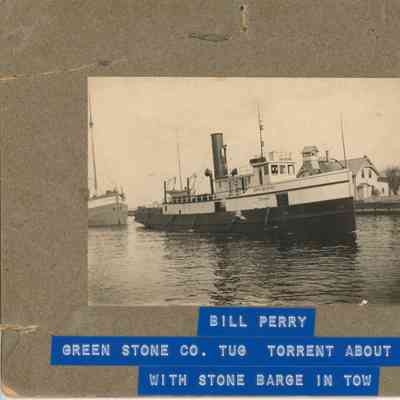 Torrent of the green stone co. with stone barge in tow 1900